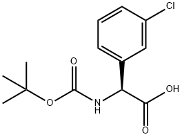 (S)-2 - ((叔丁氧基羰基)氨基)-2-(3-氯苯基)乙酸 结构式