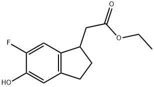 Ethyl 2-(6-fluoro-5-hydroxy-2,3-dihydro-1H-inden-1-yl)acetate 结构式