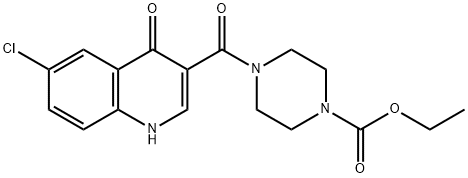 ethyl 4-[(6-chloro-4-oxo-1,4-dihydroquinolin-3-yl)carbonyl]piperazine-1-carboxylate 结构式