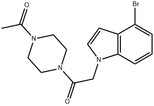 1-(4-acetylpiperazin-1-yl)-2-(4-bromo-1H-indol-1-yl)ethanone 结构式