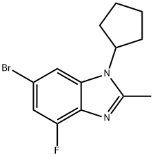 6-BROMO-1-CYCLOPENTYL-4-FLUORO-2-METHYL-1H-BENZO[D]IMIDAZOLE锛圵S200439锛,WUXI APPTEC" 结构式