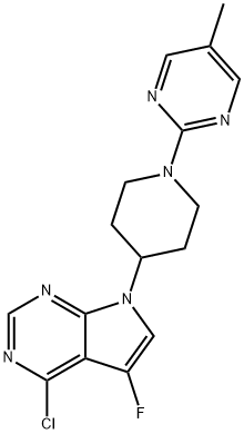 4-Chloro-5-fluoro-7-(1-(5-methylpyrimidin-2-yl)piperidin-4-yl)-7H-pyrrolo[2,3-d]pyrimidine 结构式