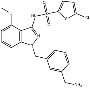 N-(1-(3-(氨基甲基)苯甲基)-4-甲氧基-1H-吲唑-3-基)-5-氯噻吩-2-磺酰胺 结构式