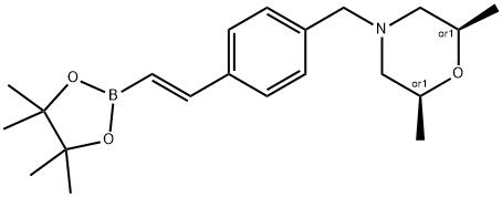 cis-2,6-dimethyl-4-({4-[(E)-2-(tetramethyl-1,3,2-dioxaborolan-2-yl)ethenyl]phenyl}methyl)morpholine 结构式