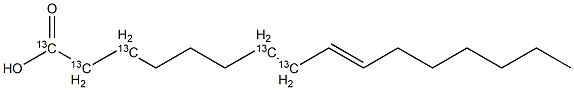 棕榈烯酸-1,2,3,7,8-13C5 结构式