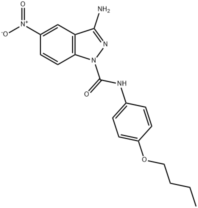 3-Amino-N-(4-butoxyphenyl)-5-nitro-1H-indazole-1-carboxamide 结构式