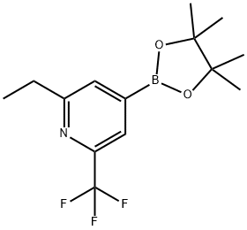 2-ethyl-4-(4,4,5,5-tetramethyl-1,3,2-dioxaborolan-2-yl)-6-(trifluoromethyl)pyridine 结构式