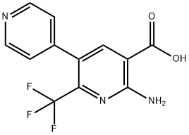 6-氨基-2-(三氟甲基)-[3,4-联吡啶]-5-羧酸 结构式