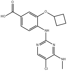 4-((5-Chloro-4-(methylamino)pyrimidin-2-yl)amino)-3-cyclobutoxybenzoic acid 结构式