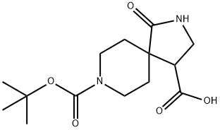 8-叔丁氧羰基-1-氧代-2,8-二氮杂螺[4.5]癸烷-4-甲酸 结构式