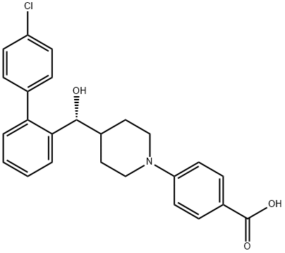 (R)-4-(4-((4'-chlorobiphenyl-2-yl)(hydroxy)methyl)piperidin-1-yl)benzoicacid 结构式