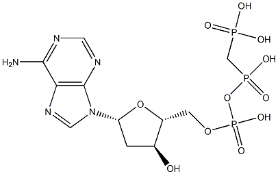 2'-脱氧腺苷 5'-[[[羟基(磷酰氧基)亚膦酰]甲基]膦酸氢酯] 结构式