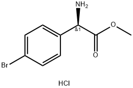 (2R)-2-氨基-2-(4-溴苯基)乙酸甲酯盐酸盐 结构式