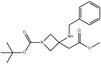 tert-butyl 3-(benzylamino)-3-(2-methoxy-2-oxoethyl)azetidine-1-carboxylate 结构式