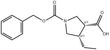 CIS-(3R,4S)-1-((苄氧基)羰基)-4-乙基吡咯烷-3-羧酸 结构式