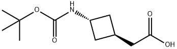 2-(trans-3-((tert-Butoxycarbonyl)amino)cyclobutyl)acetic acid 结构式