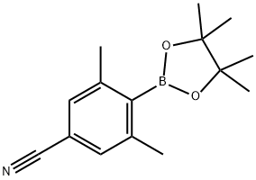 3,5-二甲基-4-(4,4,5,5-四甲基-1,3,2-二氧杂硼烷-2-基)苄腈 结构式