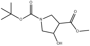 1-(叔丁氧基羰基)-4-羟基-吡咯烷-3-羧酸甲酯 结构式