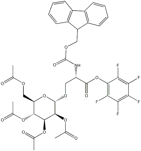 N-[芴甲氧羰基]-O-(2,3,4,6-四-O-乙酰基-ALPHA-D-甘露糖基)-L-丝氨酸五氟苯基酯 结构式
