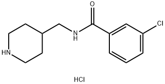 3-氯-N-(4-哌啶基甲基)苯甲酰胺盐酸盐 结构式