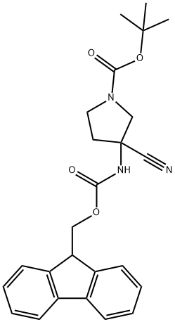 tert-butyl 3-(((9H-fluoren-9-yl)methoxy)carbonylamino)-3-cyanopyrrolidine-1-carboxylate 结构式