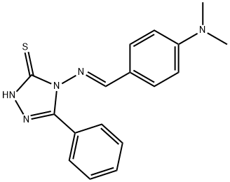 4-({(E)-[4-(dimethylamino)phenyl]methylidene}amino)-5-phenyl-4H-1,2,4-triazole-3-thiol 结构式