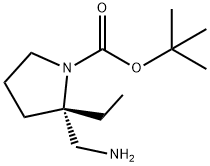 tert-butyl (2S)-2-(aminomethyl)-2-ethylpyrrolidine-1-carboxylate 结构式