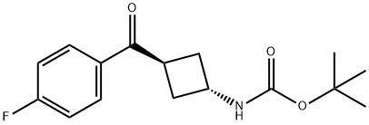 trans-tert-butyl 3-(4-fluorobenzoyl)cyclobytylcarbamate 结构式
