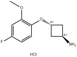 trans-3-(4-Fluoro-2-methoxyphenoxy)cyclobutanamine hydrochloride 结构式