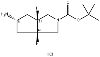 (3AΑ,5Β,6AΑ)-5-氨基六氢环戊二烯并[C]吡咯-2(1H)-羧酸叔丁酯盐酸盐 结构式