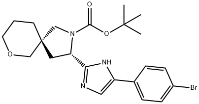 tert-butyl(3S,5S)-3-(4-(4-bromophenyl)-1H-imidazol-2-yl)-7-oxa-2-azaspiro[4.5]decane-2-carboxylate 结构式