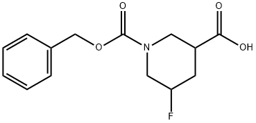 1-(benzyloxycarbonyl)-5-fluoropiperidine-3-carboxylic acid 结构式