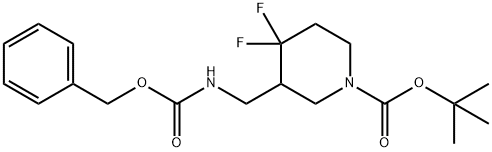 tert-butyl 3-((benzyloxycarbonylamino)methyl)-4,4-difluoropiperidine-1-carboxylate 结构式