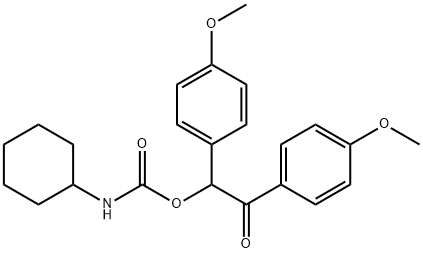 环己基氨基甲酸1,2-双(4-甲氧基苯基)-2-氧乙酯 结构式