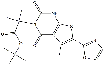 叔丁基2-甲基-2-[5-甲基-6-(1,3-恶唑-2-基)-2,4-二氧-1H-噻吩并[2,3-d]嘧啶-3-基]丙酸酯 结构式