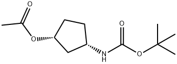 (1R,3S)-3 - ((叔丁氧基羰基)氨基)环戊基乙酸酯 结构式