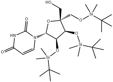 2',3',5'-Tri-O-(t-butyldimethylsilyl)-4'-C-hydroxymethyl uridine 结构式