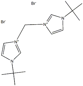 3,3'-亚甲基双(1-叔丁基-3-咪唑鎓溴化物) 结构式