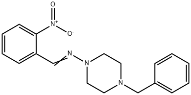 4-benzyl-N-(2-nitrobenzylidene)piperazin-1-amine 结构式