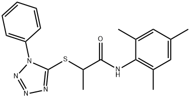 2-[(1-phenyl-1H-tetrazol-5-yl)sulfanyl]-N-(2,4,6-trimethylphenyl)propanamide 结构式