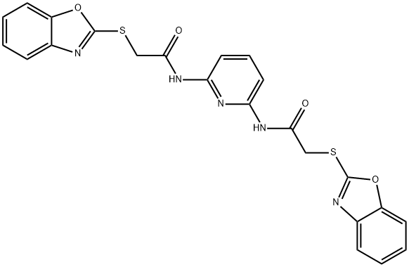 N,N'-pyridine-2,6-diylbis[2-(1,3-benzoxazol-2-ylsulfanyl)acetamide] 结构式