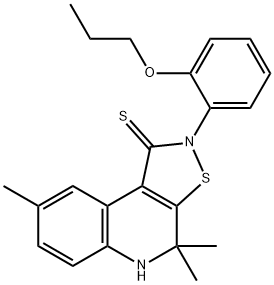 4,4,8-trimethyl-2-(2-propoxyphenyl)-4,5-dihydro[1,2]thiazolo[5,4-c]quinoline-1(2H)-thione 结构式