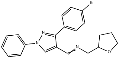 N-{(E)-[3-(4-bromophenyl)-1-phenyl-1H-pyrazol-4-yl]methylidene}-1-(tetrahydrofuran-2-yl)methanamine 结构式