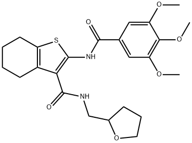 N-(tetrahydro-2-furanylmethyl)-2-[(3,4,5-trimethoxybenzoyl)amino]-4,5,6,7-tetrahydro-1-benzothiophene-3-carboxamide 结构式