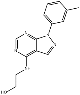 2-{[1-(3-methylphenyl)-1H-pyrazolo[3,4-d]pyrimidin-4-yl]amino}ethanol 结构式