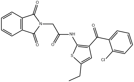 N-(3-(2-氯苯甲酰基)-5-乙基噻吩-2-基)-2-(1,3-二氧异吲哚-2-基)乙酰胺 结构式