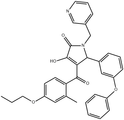 3-hydroxy-4-(2-methyl-4-propoxybenzoyl)-5-(3-phenoxyphenyl)-1-(pyridin-3-ylmethyl)-1H-pyrrol-2(5H)-one 结构式