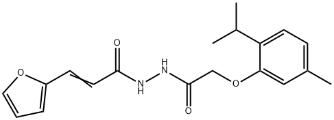 (2E)-3-(furan-2-yl)-N'-{[5-methyl-2-(propan-2-yl)phenoxy]acetyl}prop-2-enehydrazide 结构式