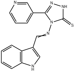 4-[(1H-indol-3-ylmethylene)amino]-5-(3-pyridinyl)-4H-1,2,4-triazol-3-yl hydrosulfide 结构式