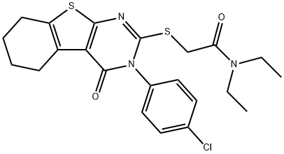 2-{[3-(4-chlorophenyl)-4-oxo-3,4,5,6,7,8-hexahydro[1]benzothieno[2,3-d]pyrimidin-2-yl]sulfanyl}-N,N-diethylacetamide 结构式